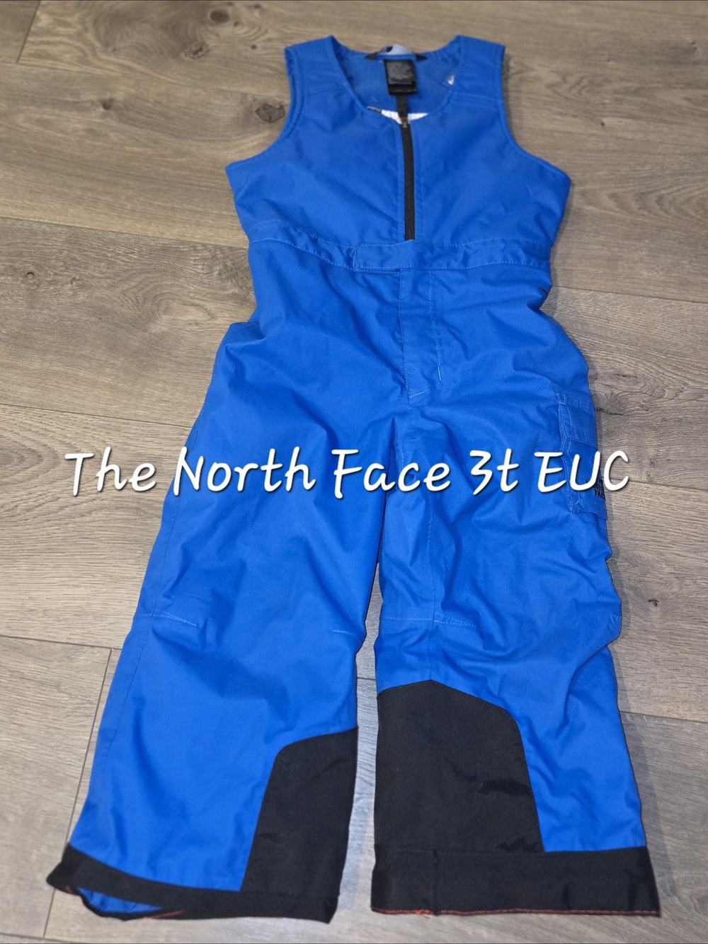 The North Face Bright Blue Kids Snow Overalls with Black Reinforced Knees